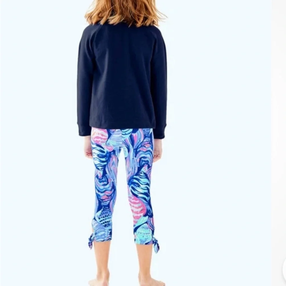 NEW Lilly Pulitzer Girls MAIA LEGGING Twilight Blue Scale Up Pink FISH